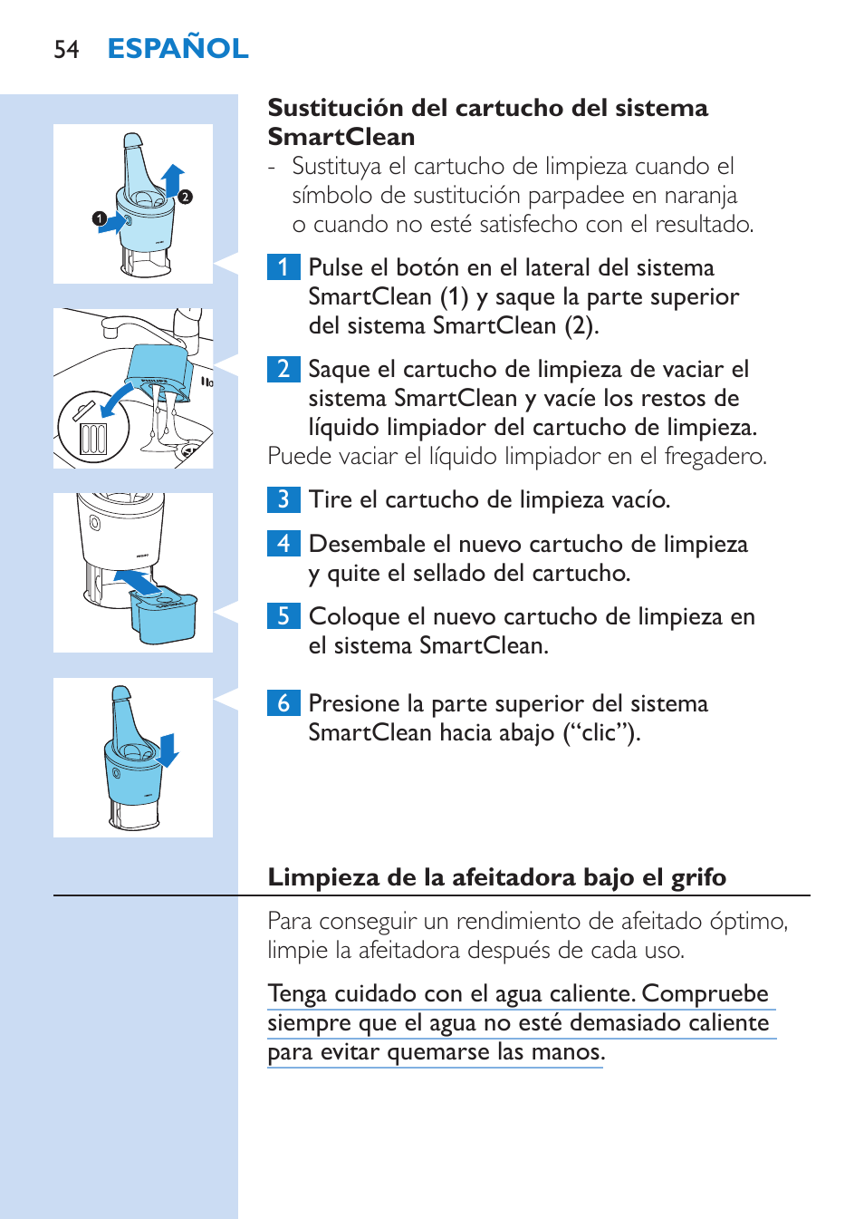 Philips SHAVER Series 9000 afeitadora eléctrica en mojado y seco User Manual | Page 54 / 200