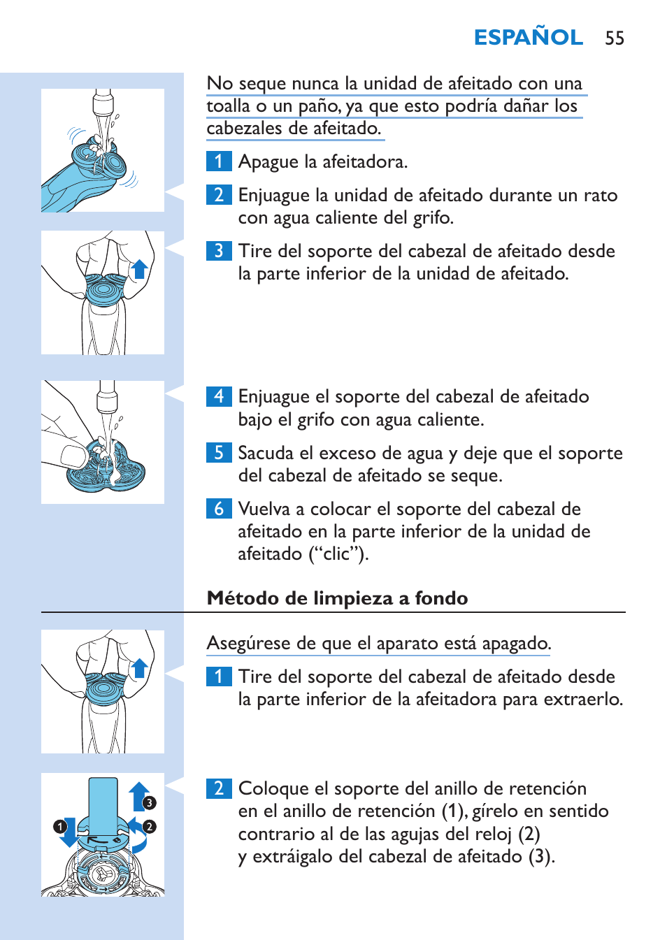 Philips SHAVER Series 9000 afeitadora eléctrica en mojado y seco User Manual | Page 55 / 200