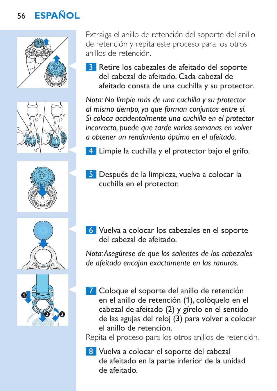 Philips SHAVER Series 9000 afeitadora eléctrica en mojado y seco User Manual | Page 56 / 200