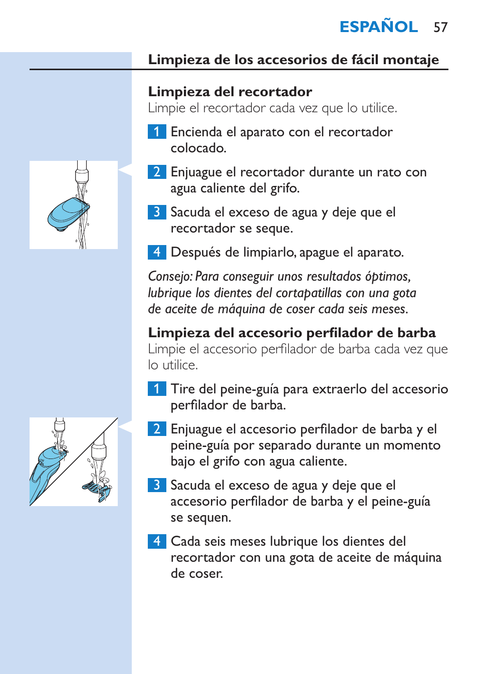 Philips SHAVER Series 9000 afeitadora eléctrica en mojado y seco User Manual | Page 57 / 200