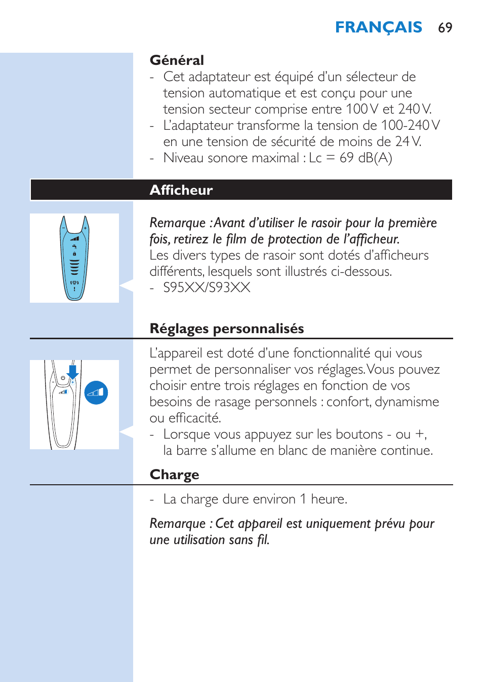 Philips SHAVER Series 9000 afeitadora eléctrica en mojado y seco User Manual | Page 69 / 200