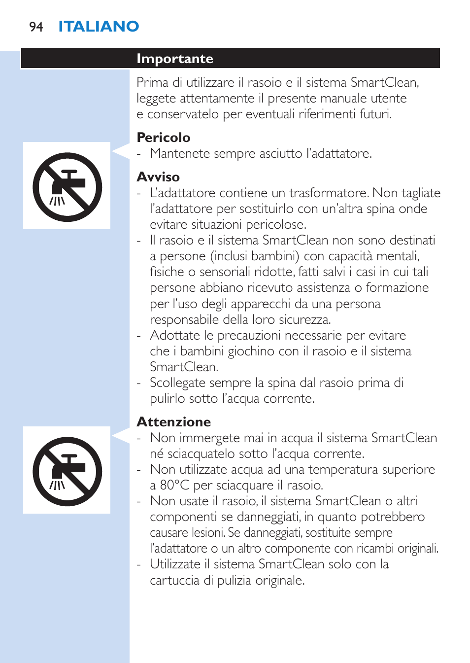 Philips SHAVER Series 9000 afeitadora eléctrica en mojado y seco User Manual | Page 94 / 200