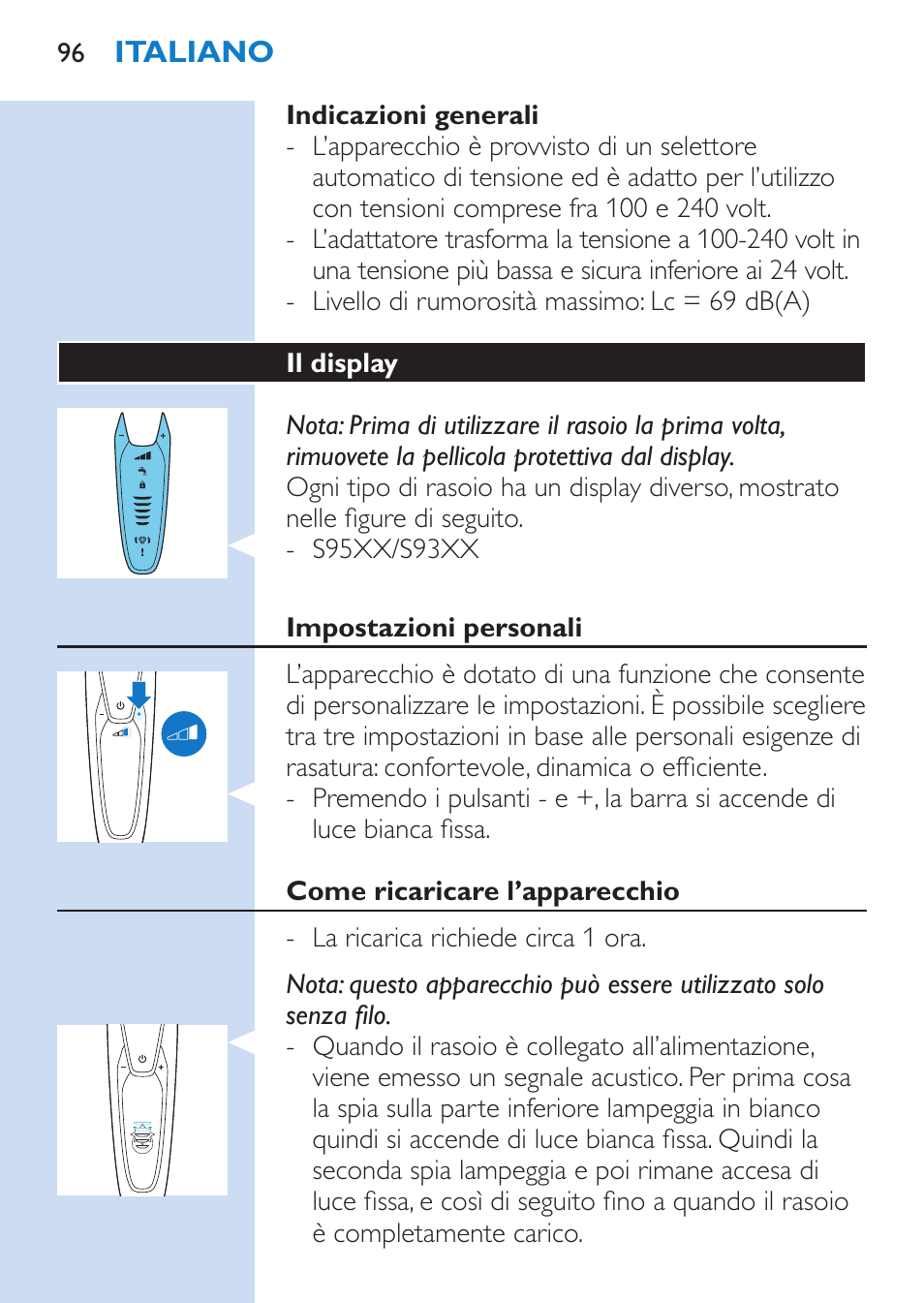 Philips SHAVER Series 9000 afeitadora eléctrica en mojado y seco User Manual | Page 96 / 200