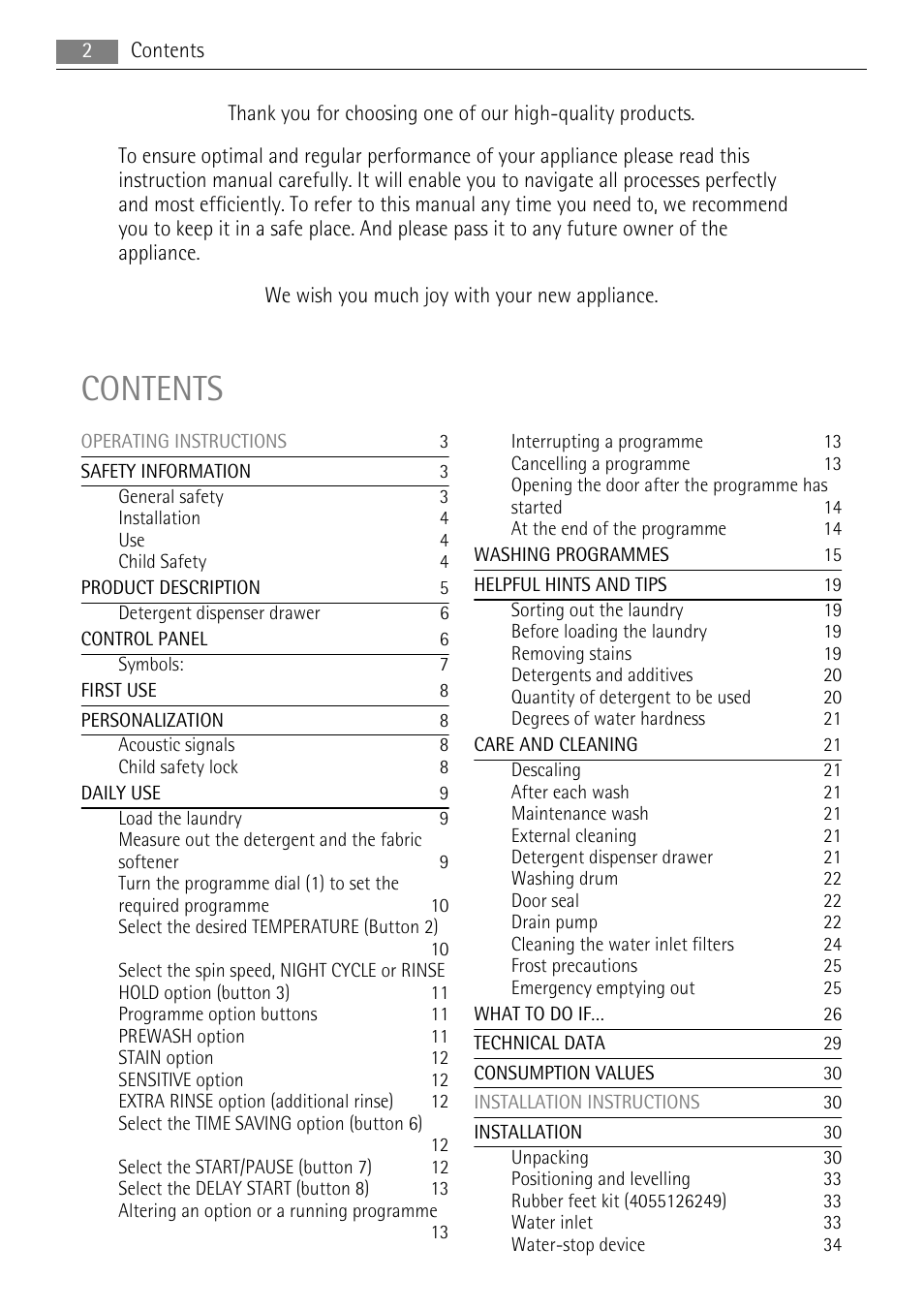 AEG LAVAMAT LN 79689A3 User Manual | Page 2 / 40