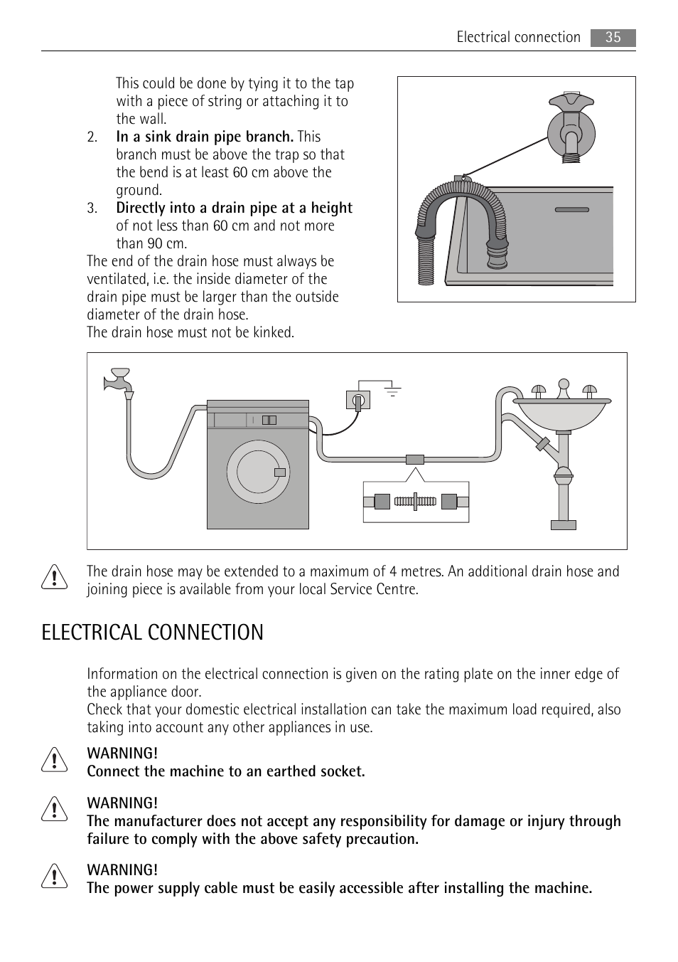 Electrical connection | AEG LAVAMAT LN 79689A3 User Manual | Page 35 / 40