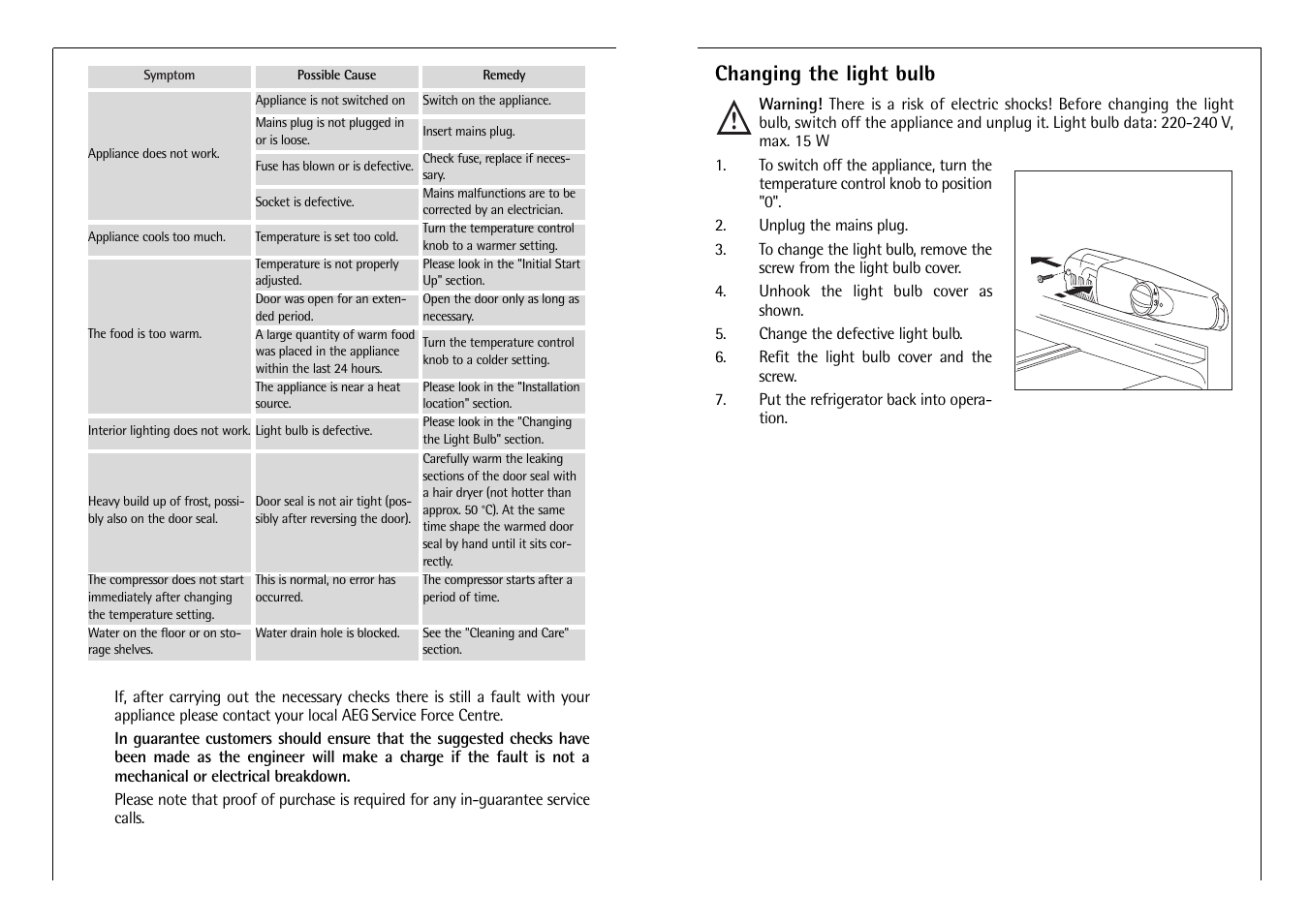 Changing the light bulb | AEG C 7 14 40 I User Manual | Page 14 / 14