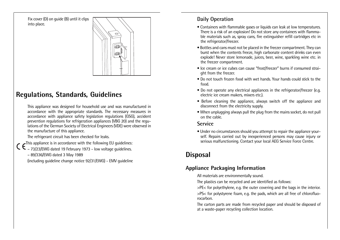 Disposal, Regulations, standards, guidelines | AEG C 7 14 40 I User Manual | Page 5 / 14