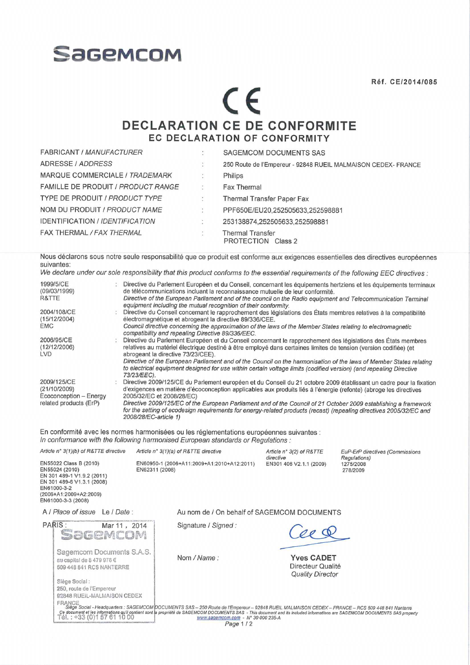 Philips Fax con fotocopiadora SMS y DECT User Manual | 3 pages