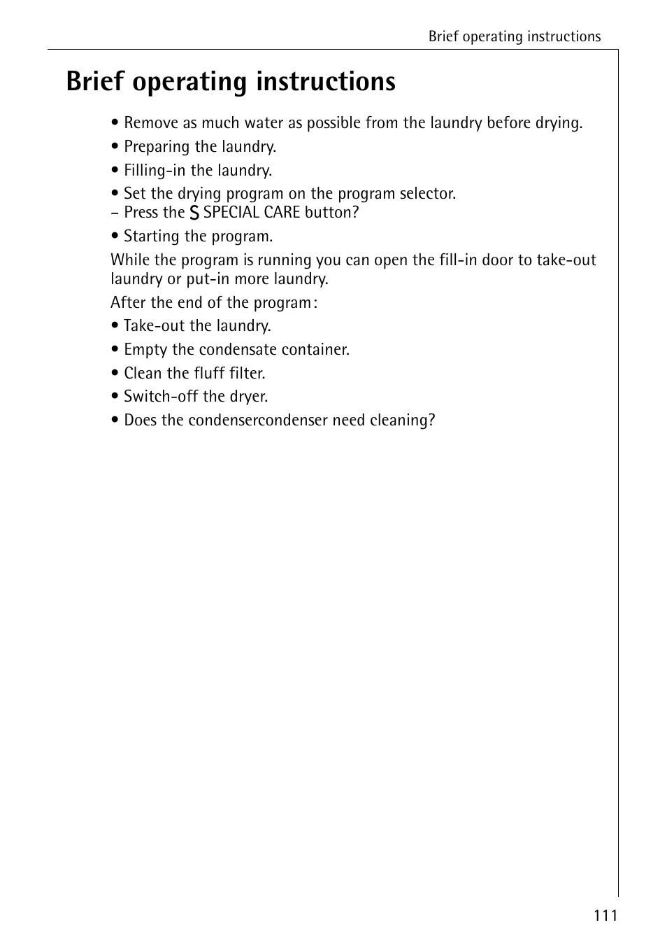 Brief operating instructions | AEG LAVATHERM T500 User Manual | Page 15 / 32
