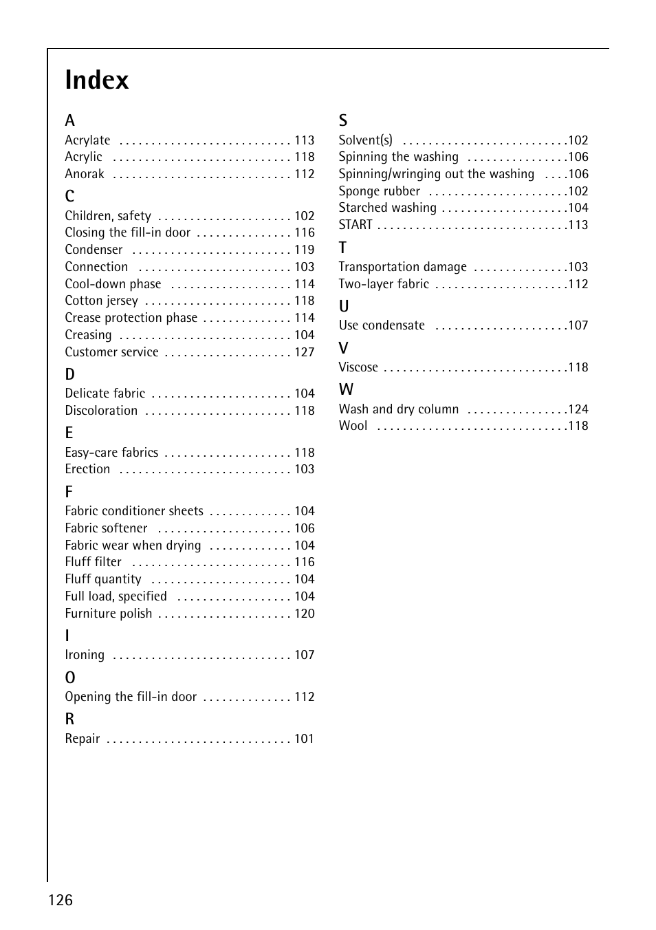 Index | AEG LAVATHERM T500 User Manual | Page 30 / 32
