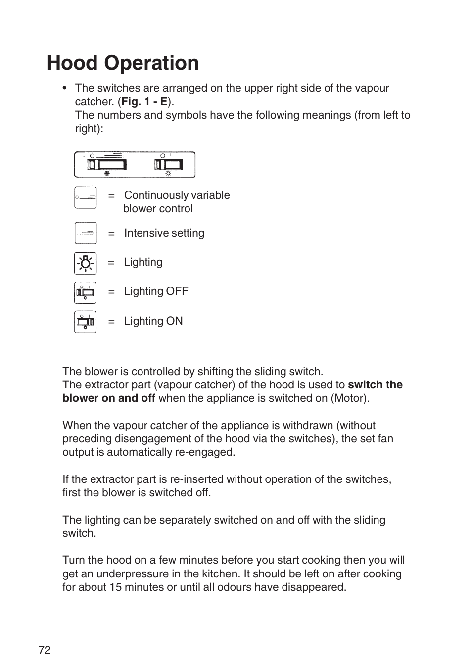 Hood operation | AEG DF 6260 User Manual | Page 6 / 21