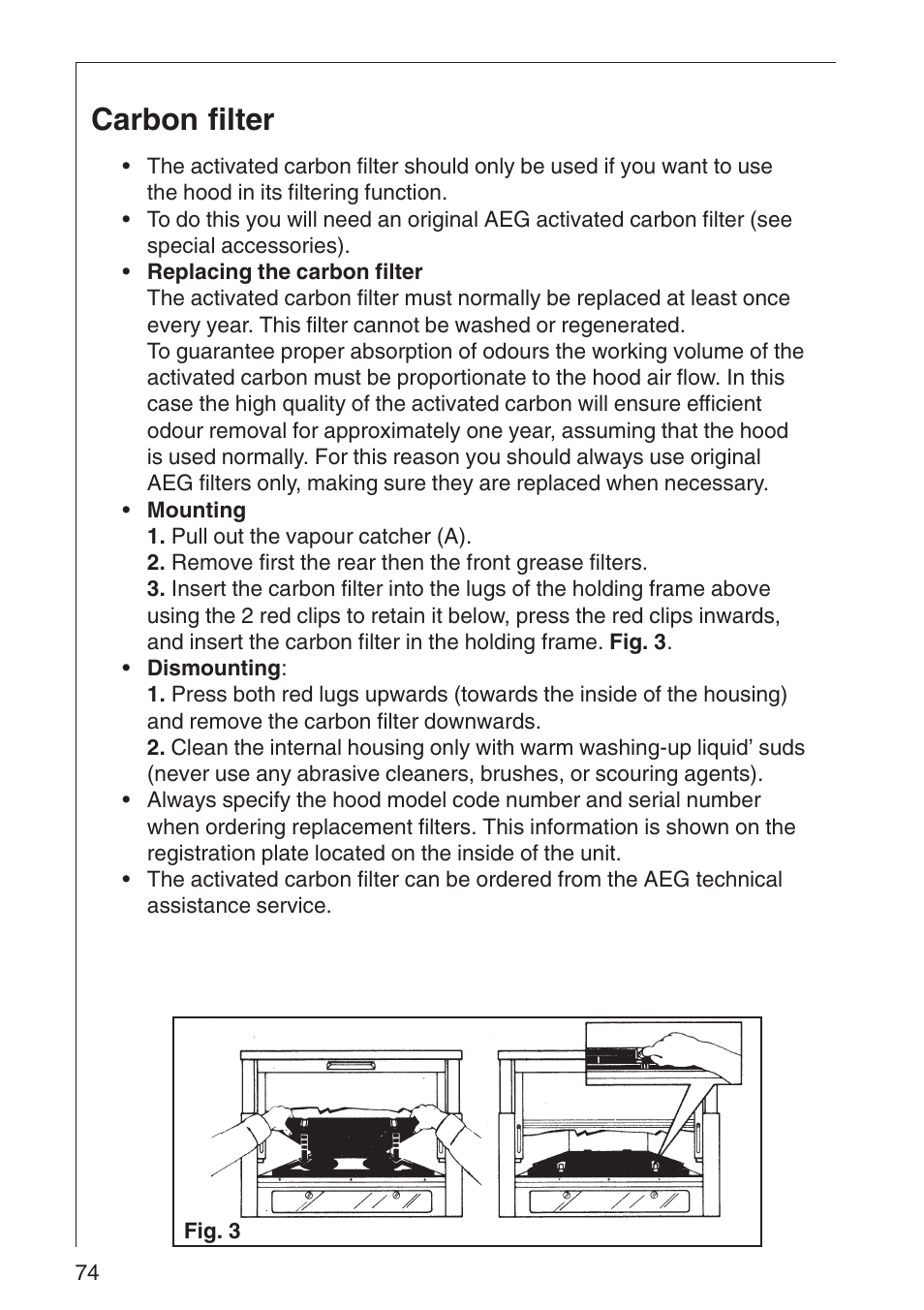 Carbon filter | AEG DF 6260 User Manual | Page 8 / 21