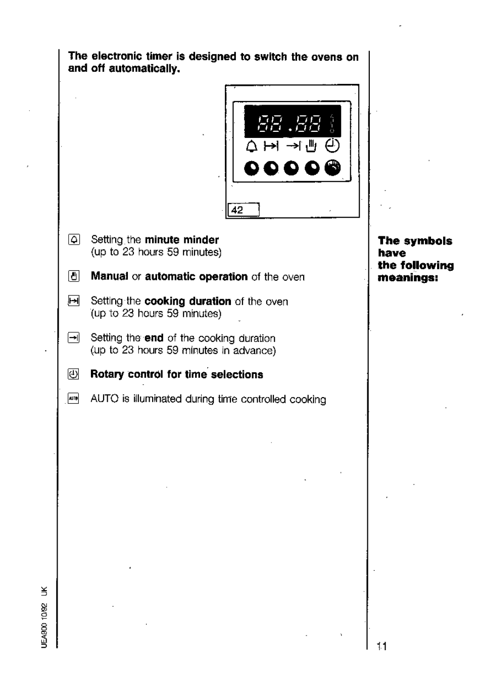 Rotary control for time selections | AEG 318V User Manual | Page 11 / 40