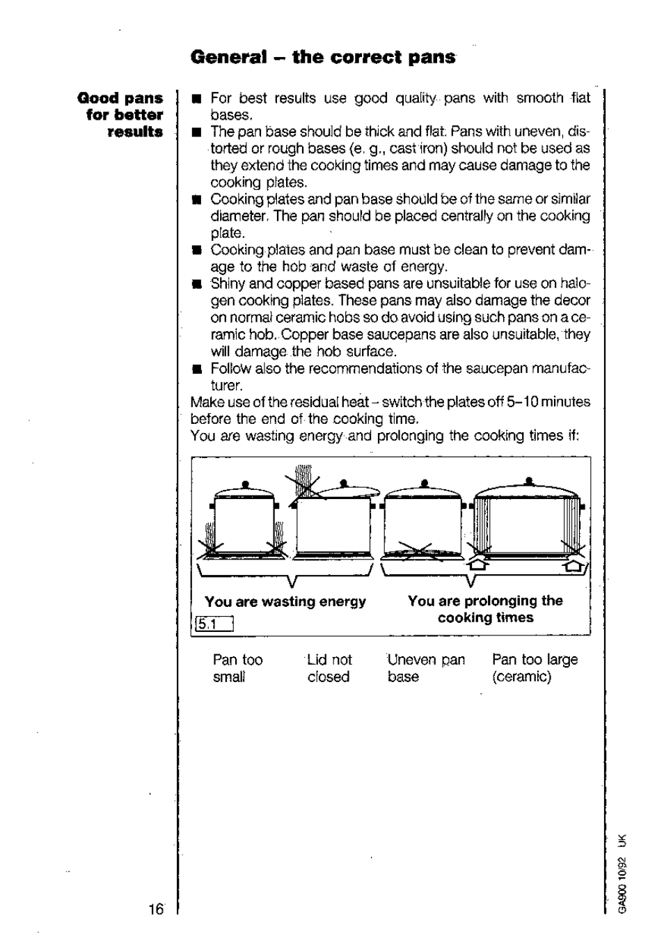 General - the correct pans | AEG 318V User Manual | Page 16 / 40