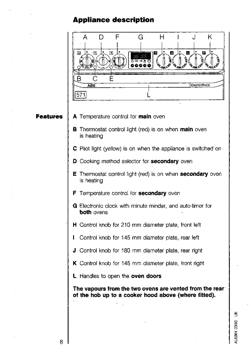 Appliance description | AEG 318V User Manual | Page 8 / 40