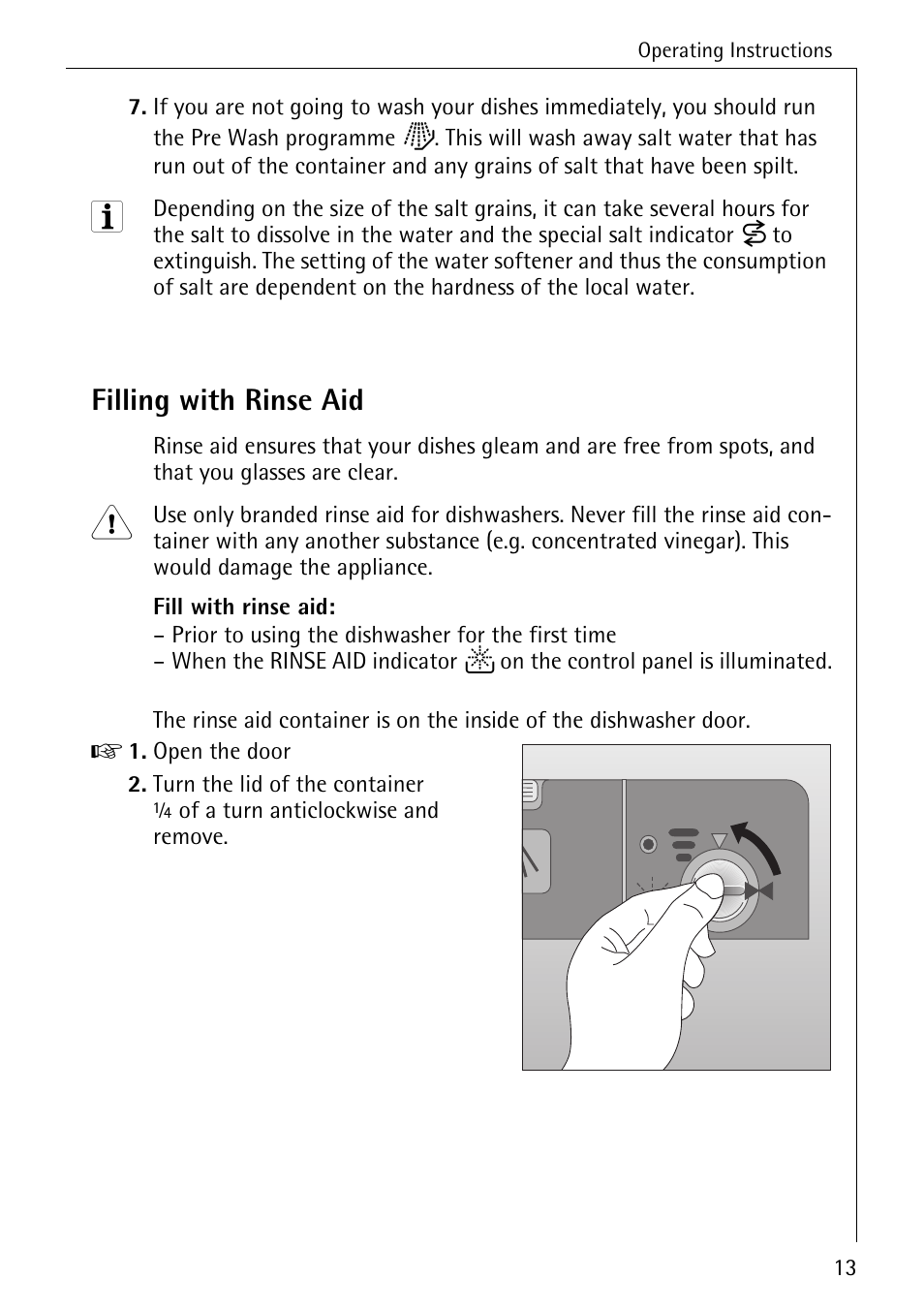 Filling with rinse aid | AEG KO_FAVORIT 5270 I User Manual | Page 13 / 44