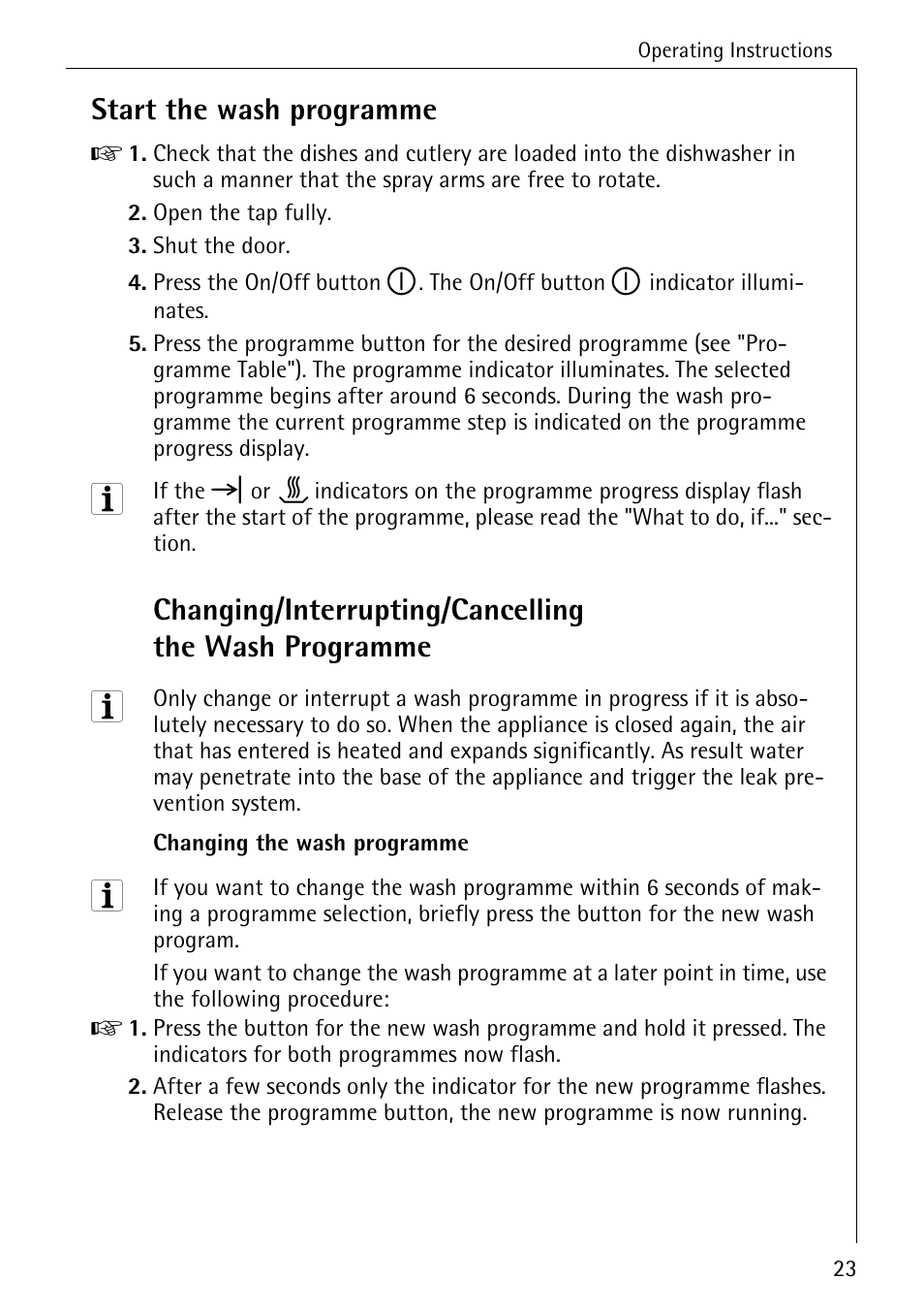 Start the wash programme | AEG KO_FAVORIT 5270 I User Manual | Page 23 / 44