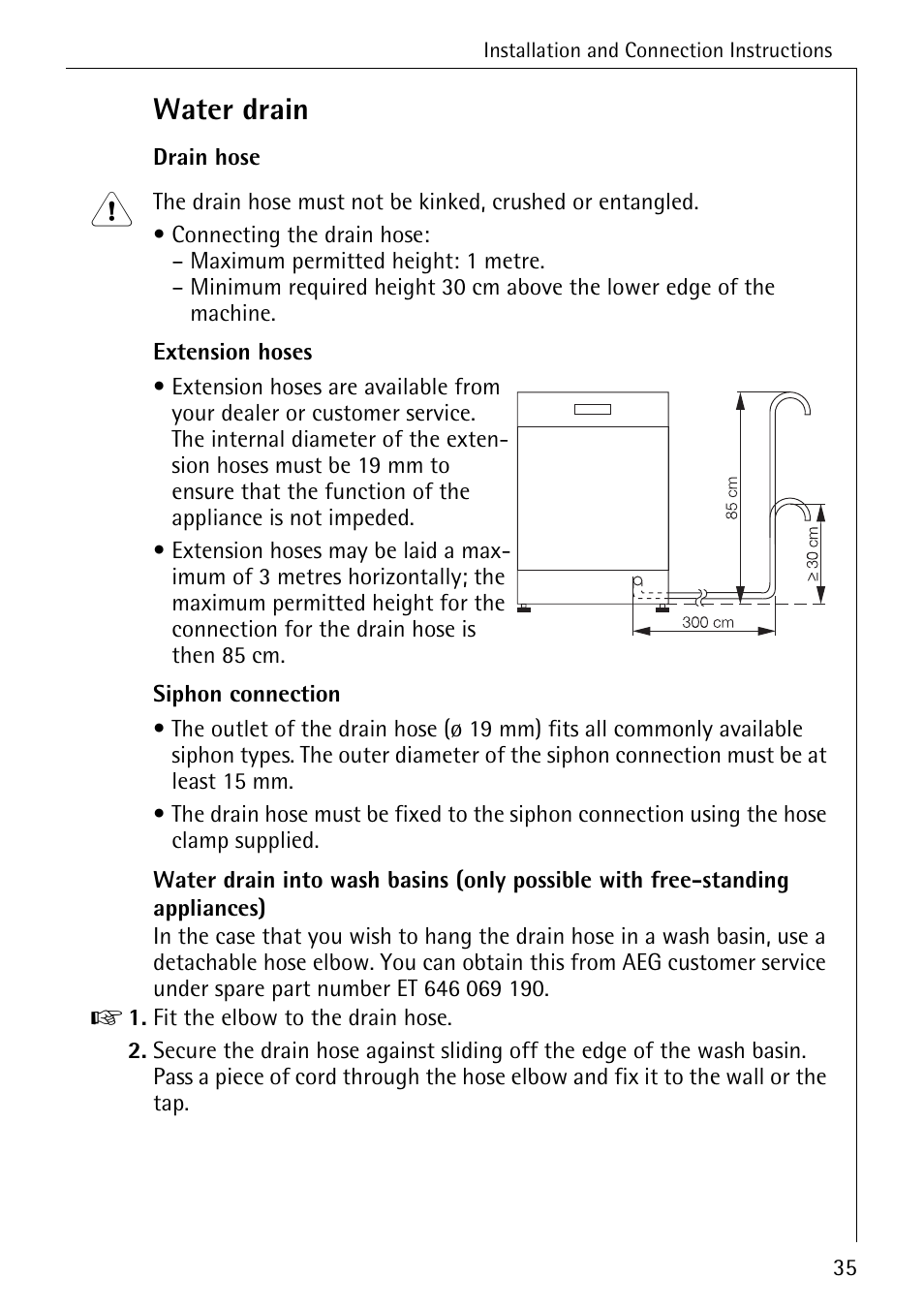 Water drain | AEG KO_FAVORIT 5270 I User Manual | Page 35 / 44