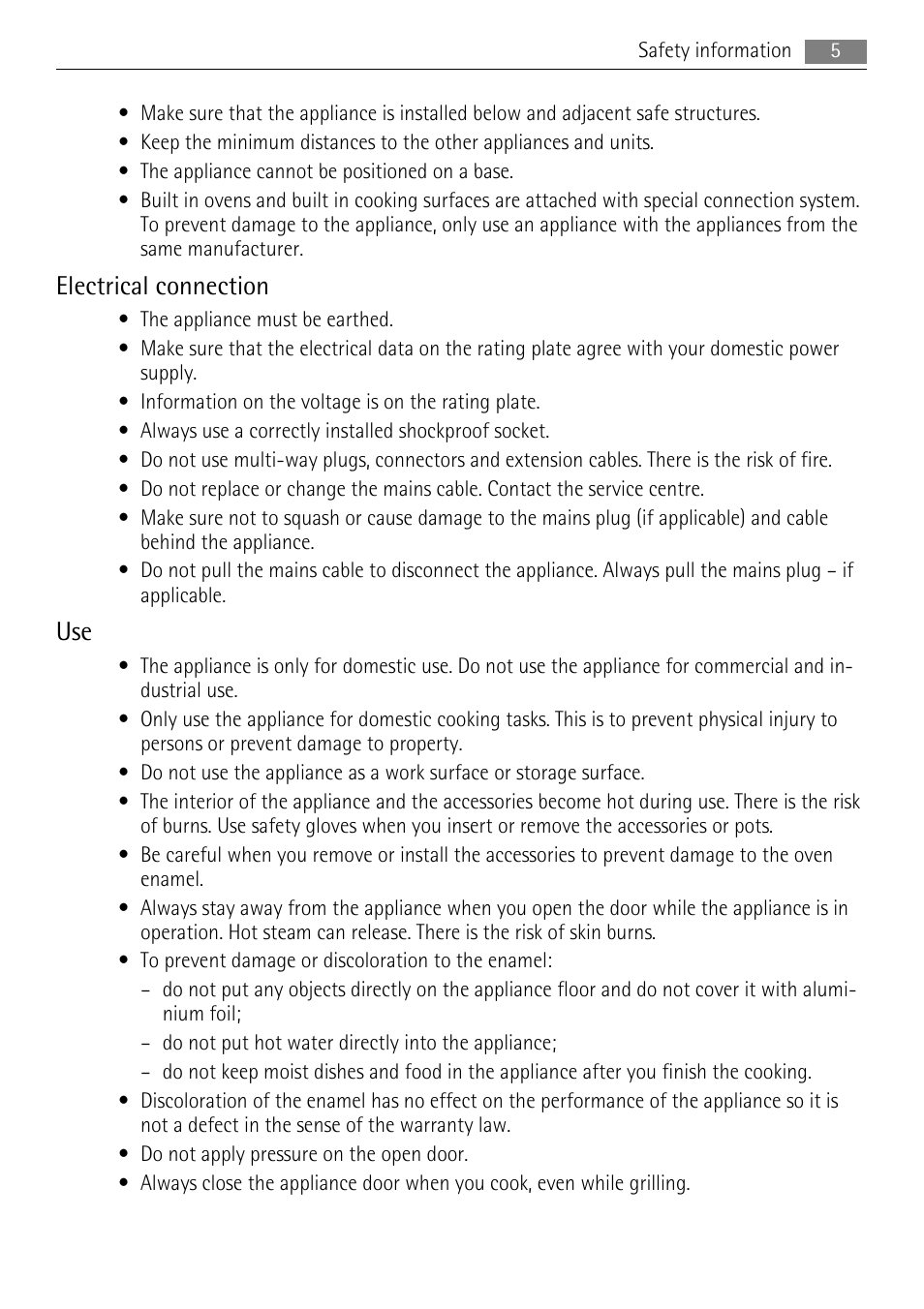 Electrical connection | AEG EE1000000 User Manual | Page 5 / 24