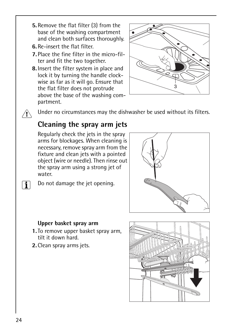 Cleaning the spray arm jets | AEG Favorit 40660 User Manual | Page 24 / 44