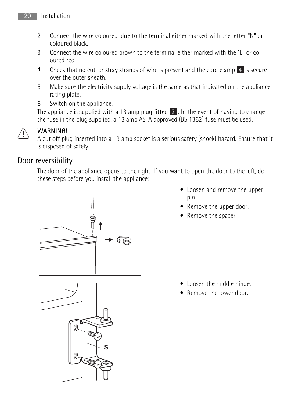 Door reversibility | AEG SCN71800S0 User Manual | Page 20 / 32