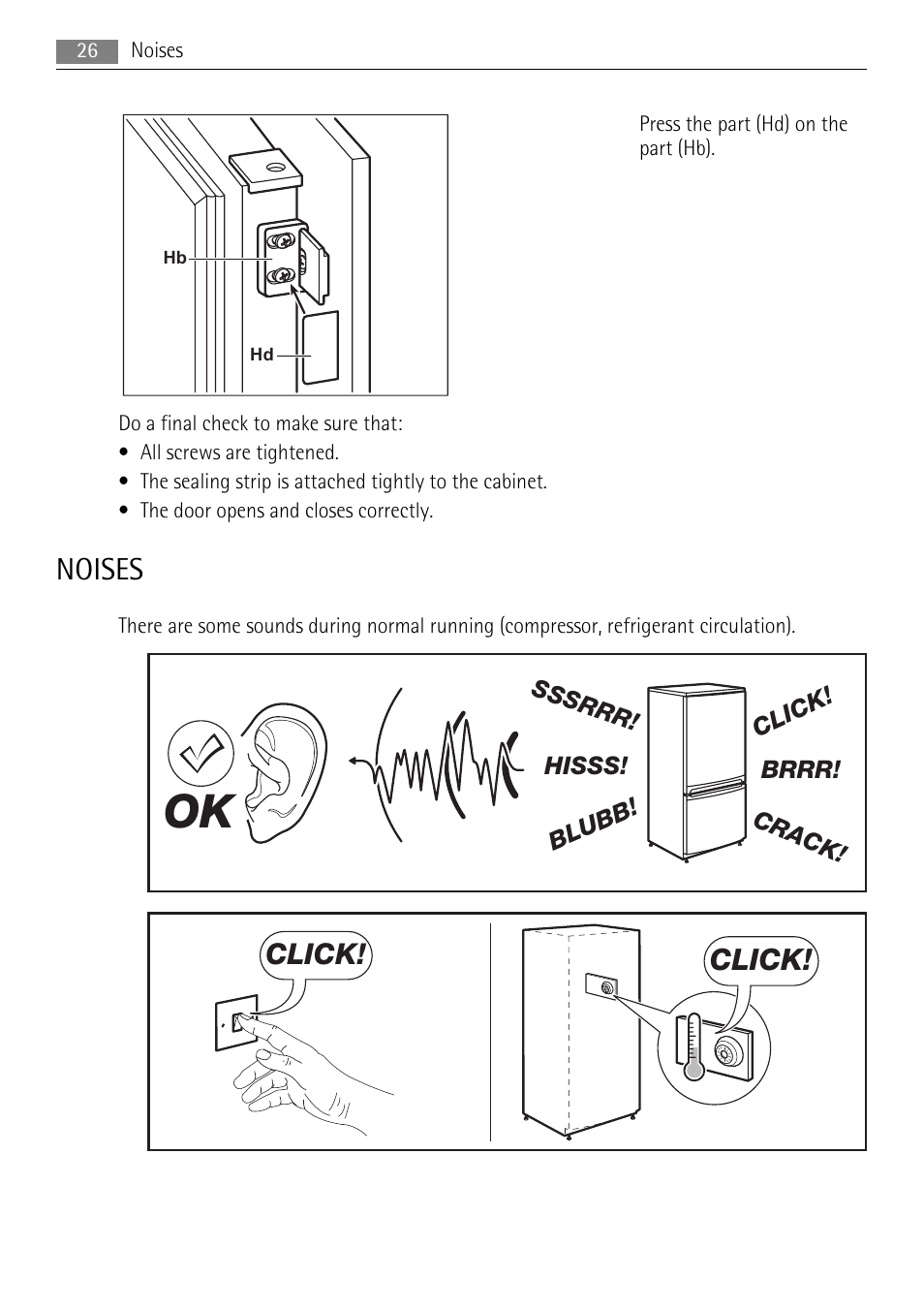 Noises, Click | AEG SCN71800S0 User Manual | Page 26 / 32