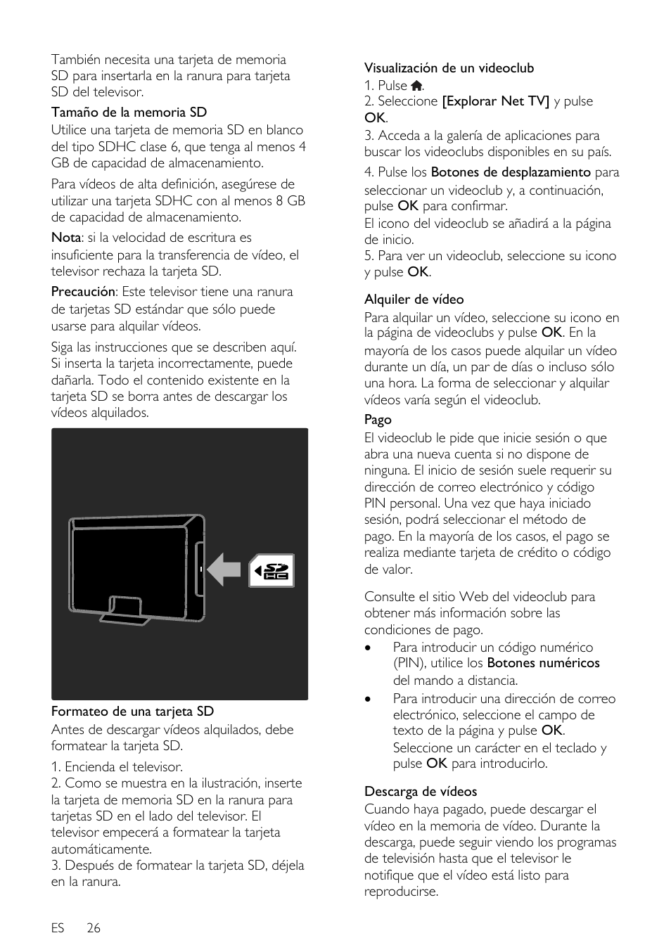 Es 26 | Philips DesignLine Edge Televisor Smart LED User Manual | Page 28 / 81