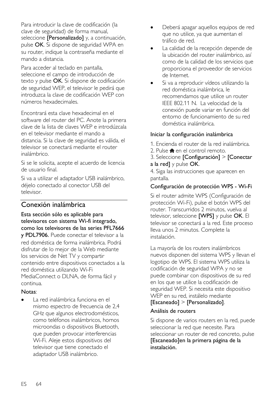 Conexión inalámbrica | Philips DesignLine Edge Televisor Smart LED User Manual | Page 66 / 81