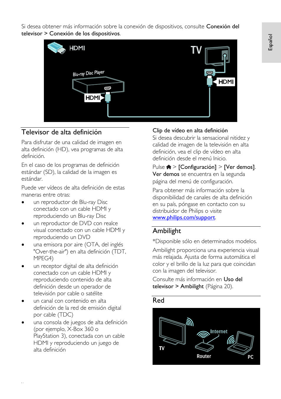 Televisor de alta definición, Ambilight | Philips DesignLine Edge Televisor Smart LED User Manual | Page 7 / 81