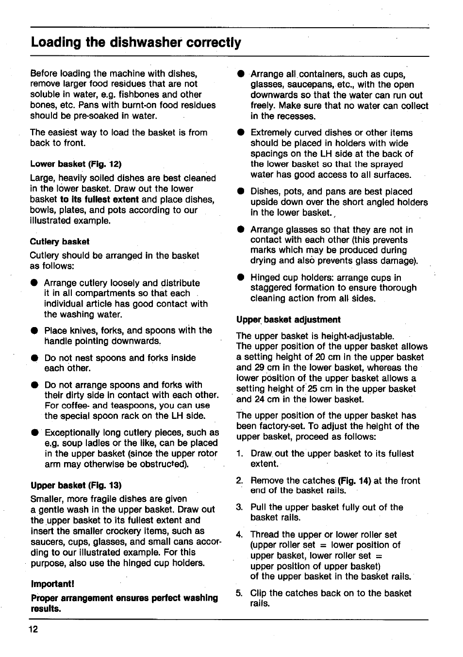 Loading the dishwasher correctly | AEG FAVORIT 665 User Manual | Page 12 / 24