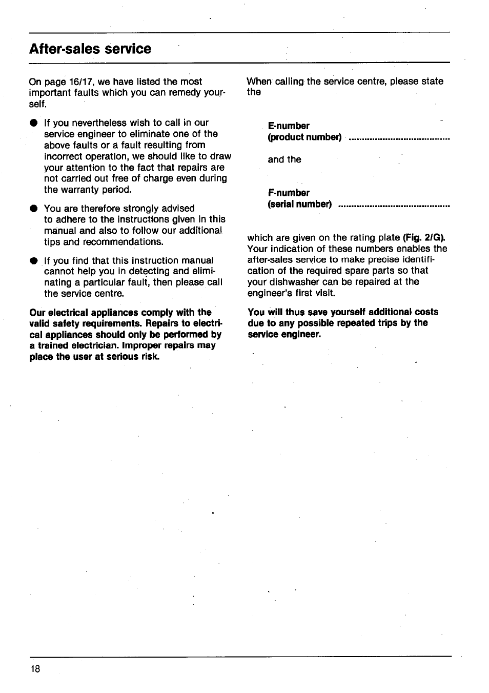 After-sales service | AEG FAVORIT 665 User Manual | Page 18 / 24