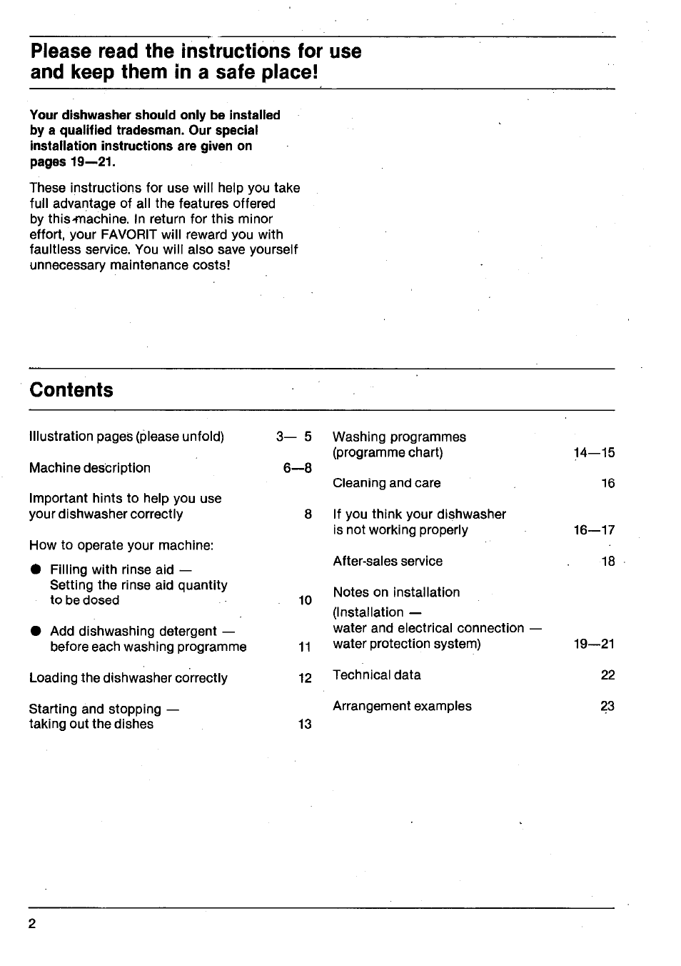 AEG FAVORIT 665 User Manual | Page 2 / 24