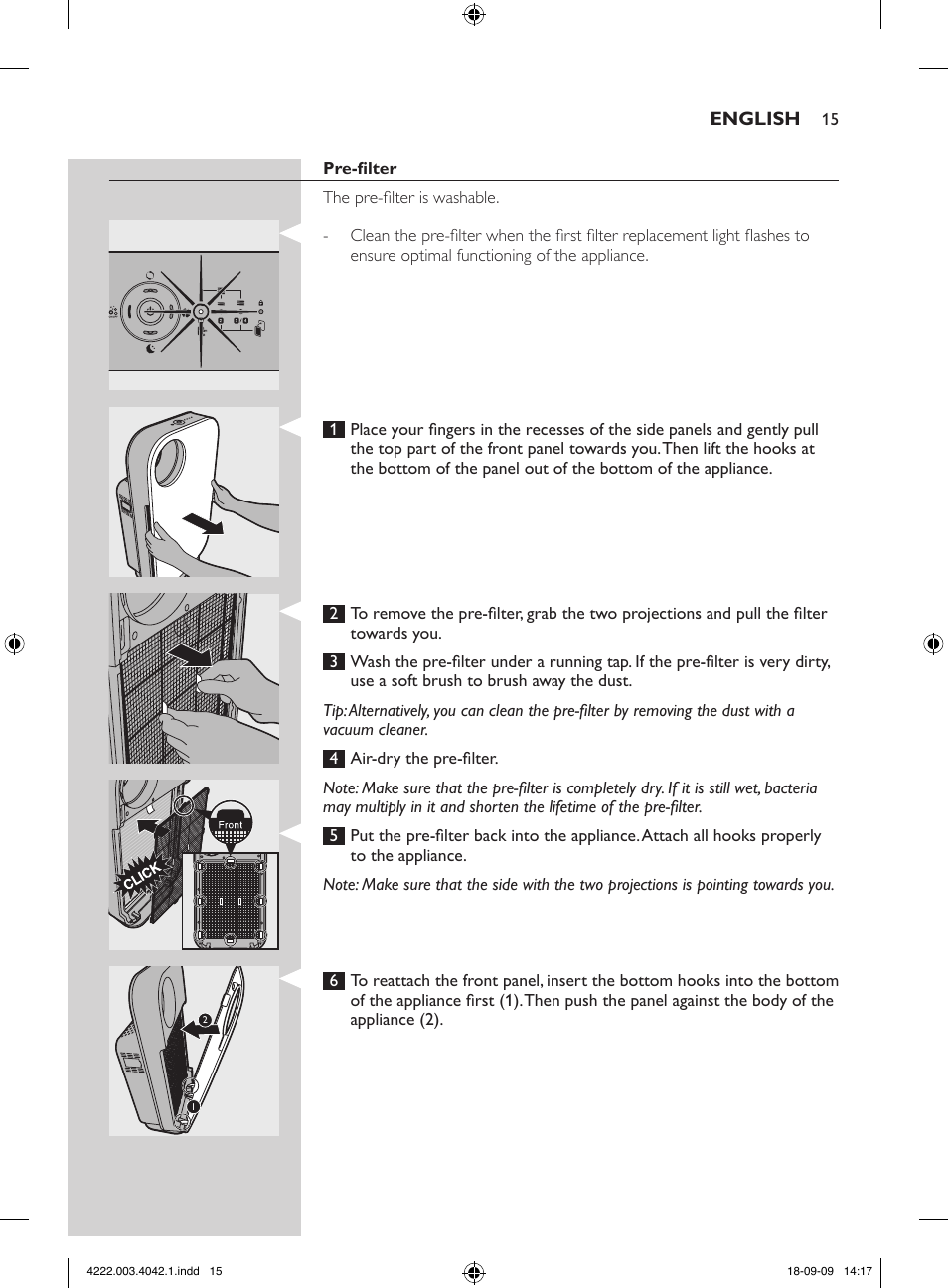 Philips Purificador de aire User Manual | Page 15 / 42