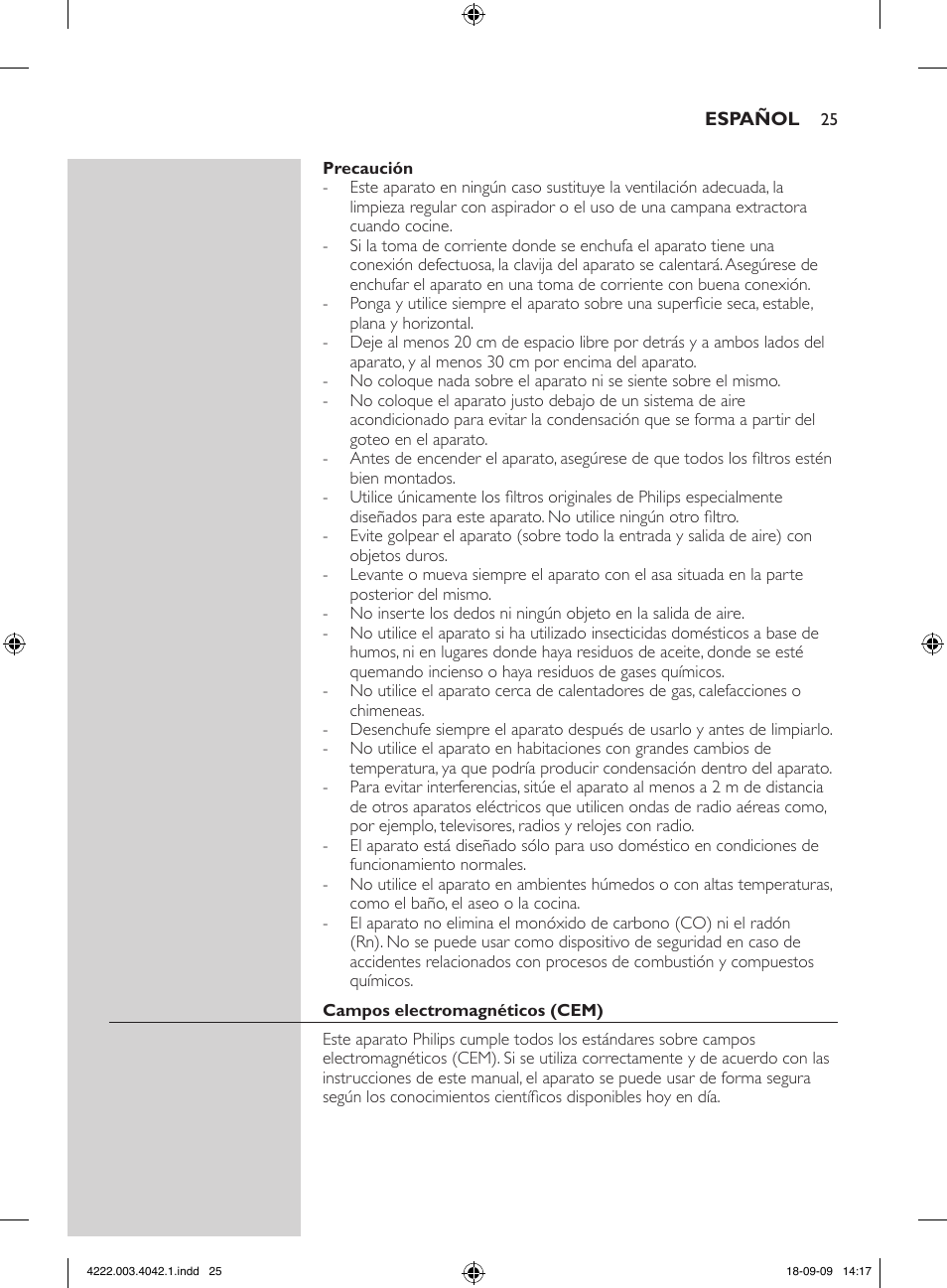 Philips Purificador de aire User Manual | Page 25 / 42