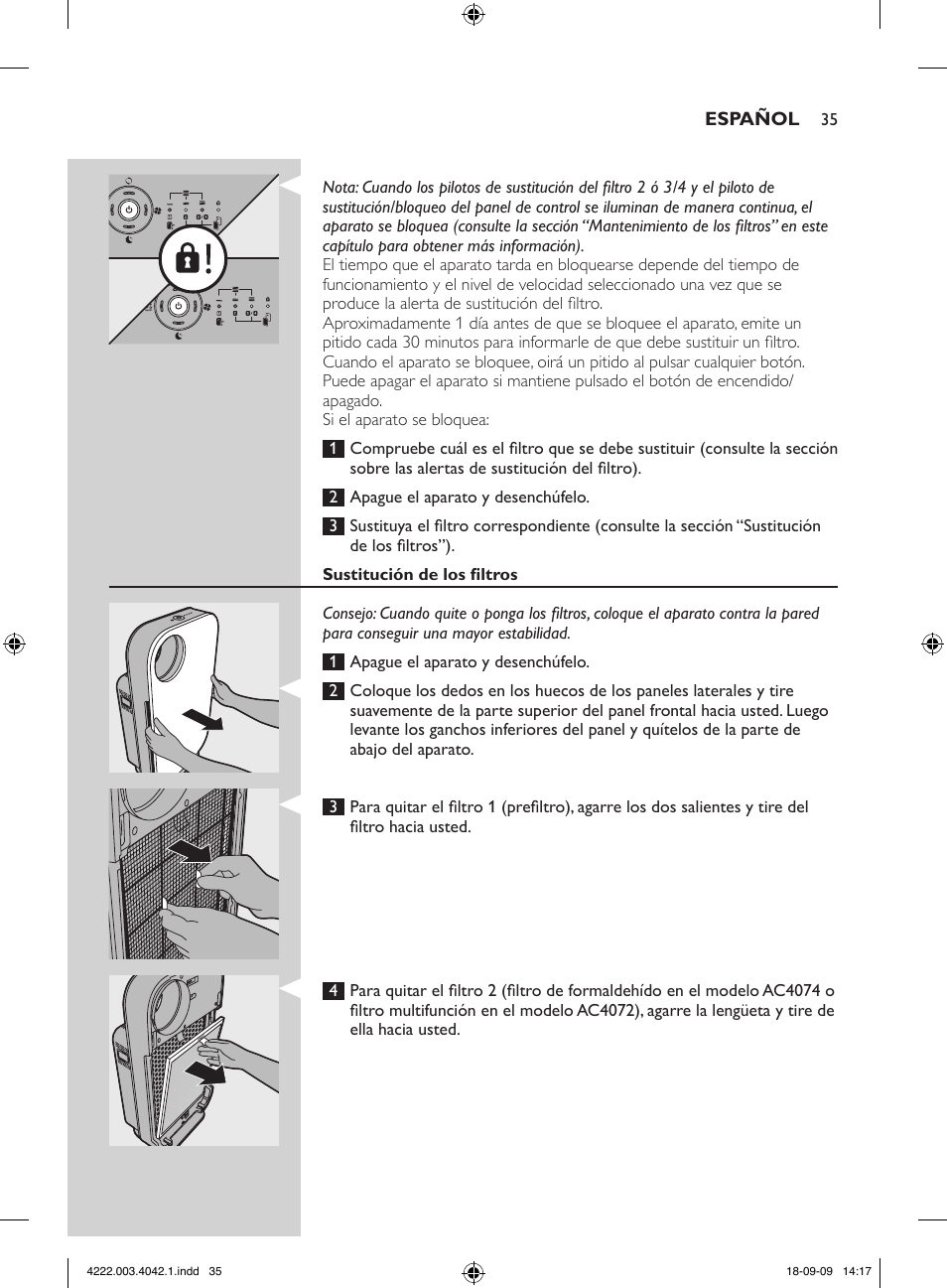 Philips Purificador de aire User Manual | Page 35 / 42