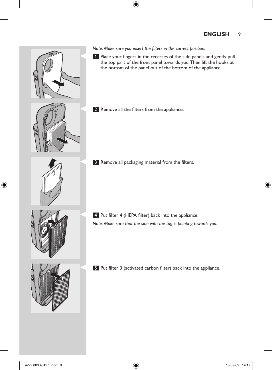 Philips Purificador de aire User Manual | Page 9 / 42