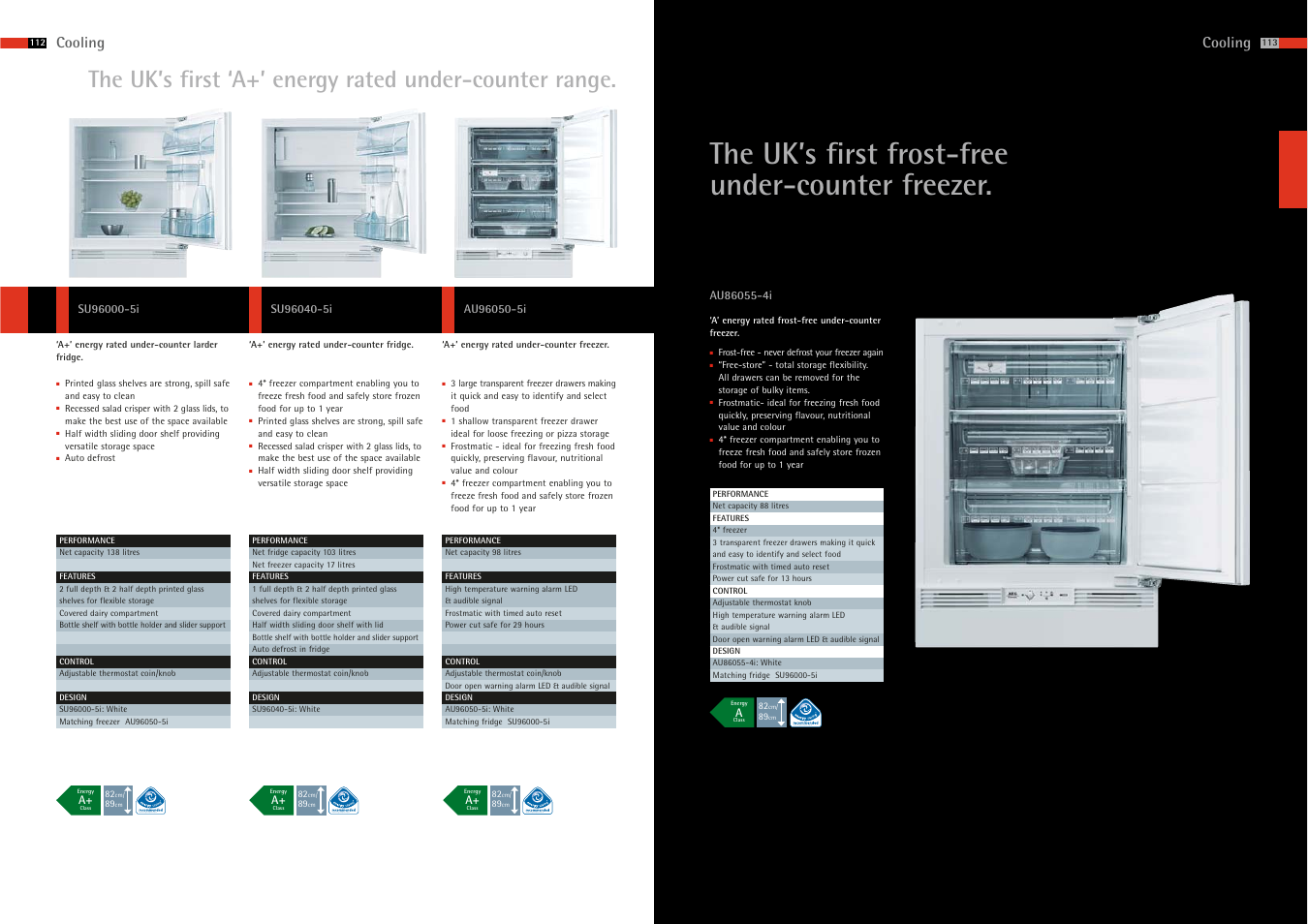 The uk’s first frost-free under-counter freezer, Cooling | AEG Cooling 105 User Manual | Page 5 / 9