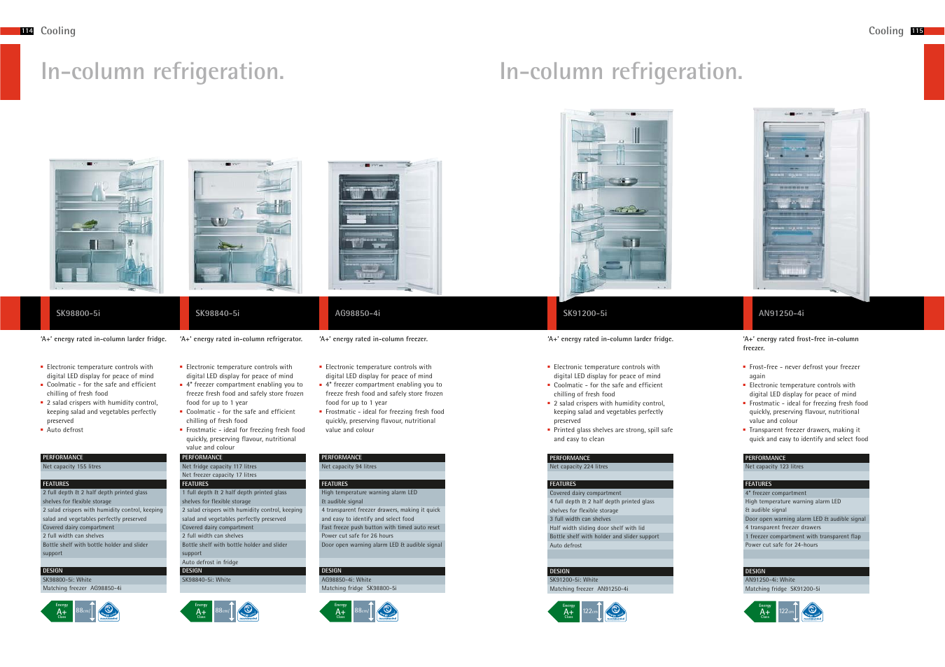 In-column refrigeration, Cooling | AEG Cooling 105 User Manual | Page 6 / 9