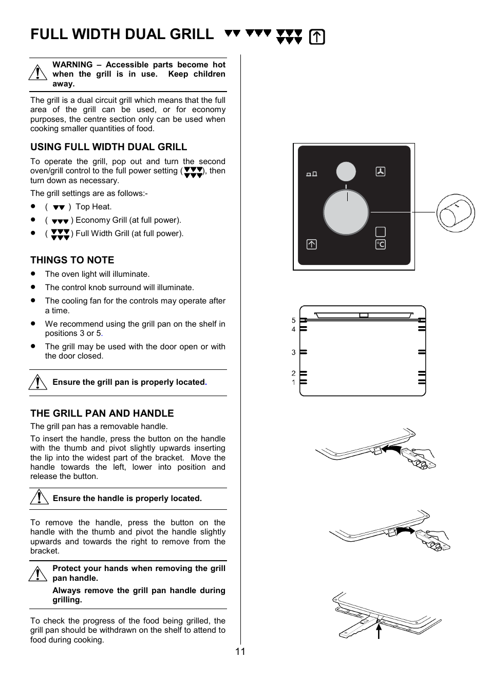 Full width dual grill | AEG COMPETENCE 311704300 User Manual | Page 11 / 48