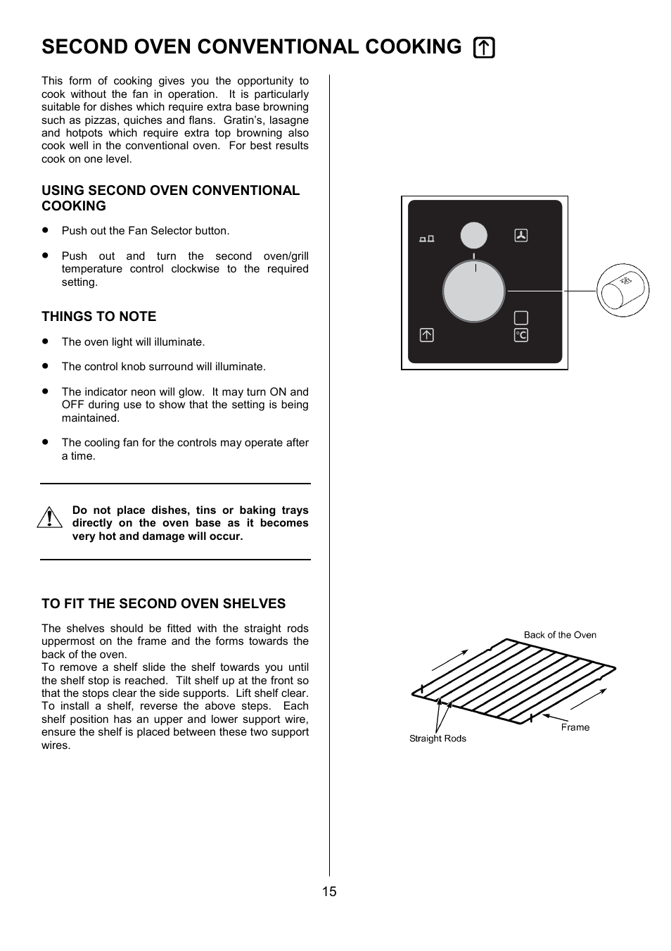 Second oven conventional cooking | AEG COMPETENCE 311704300 User Manual | Page 15 / 48