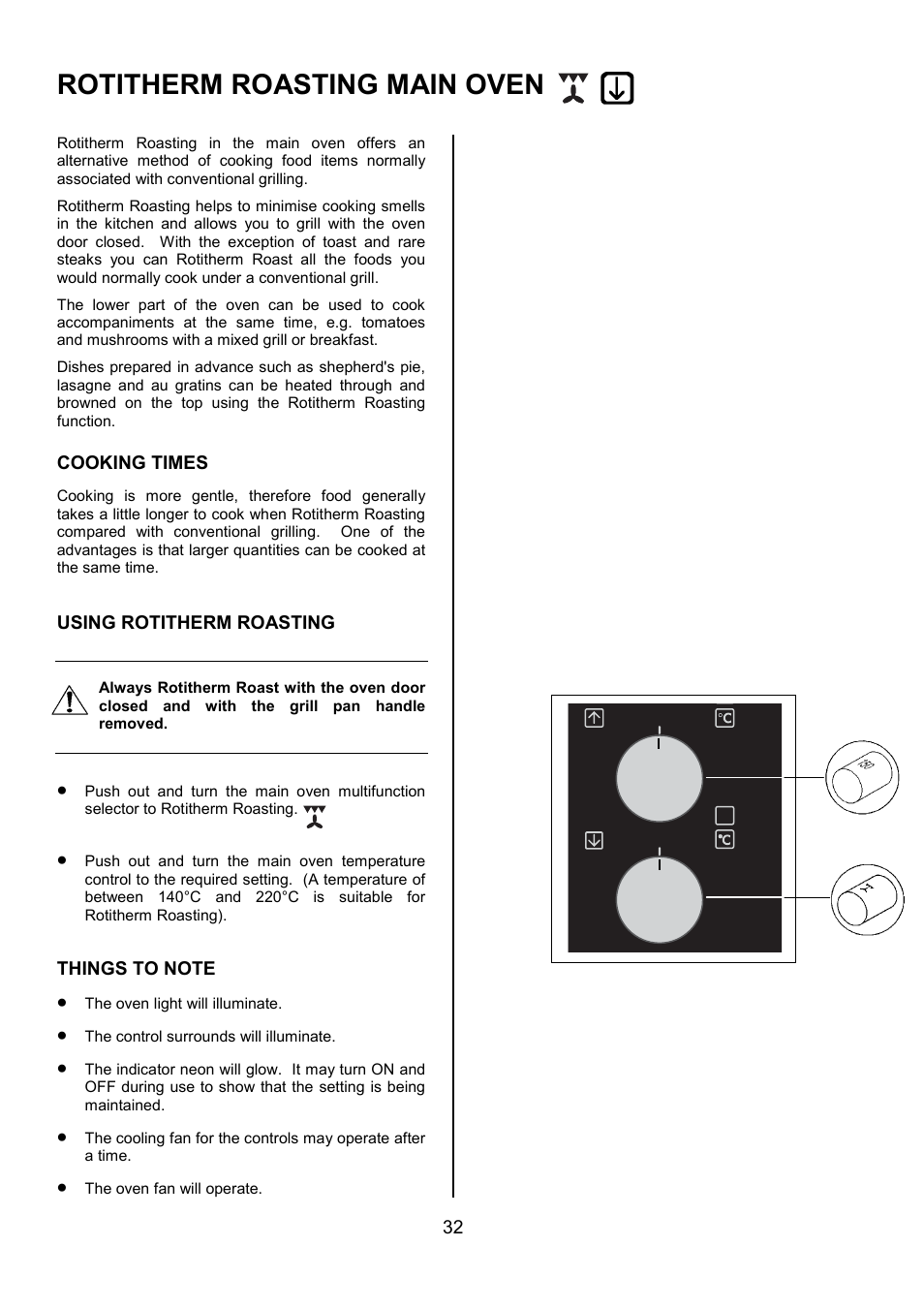 Rotitherm roasting main oven | AEG COMPETENCE 311704300 User Manual | Page 32 / 48