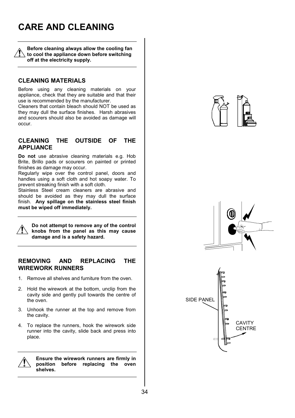 Care and cleaning | AEG COMPETENCE 311704300 User Manual | Page 34 / 48