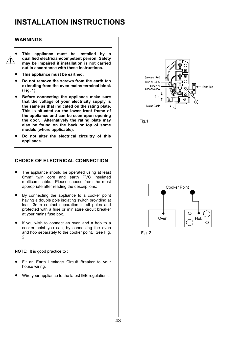 Installation instructions | AEG COMPETENCE 311704300 User Manual | Page 43 / 48