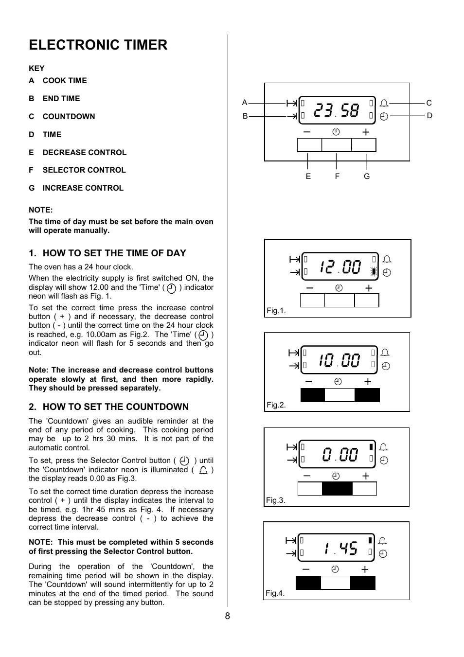 Electronic timer | AEG COMPETENCE 311704300 User Manual | Page 8 / 48