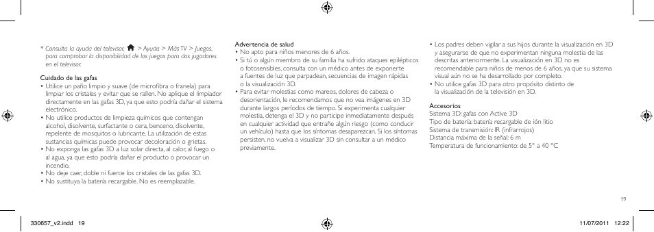 Philips Gafas de 3D activo User Manual | Page 19 / 64