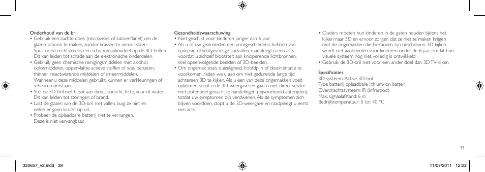Philips Gafas de 3D activo User Manual | Page 39 / 64
