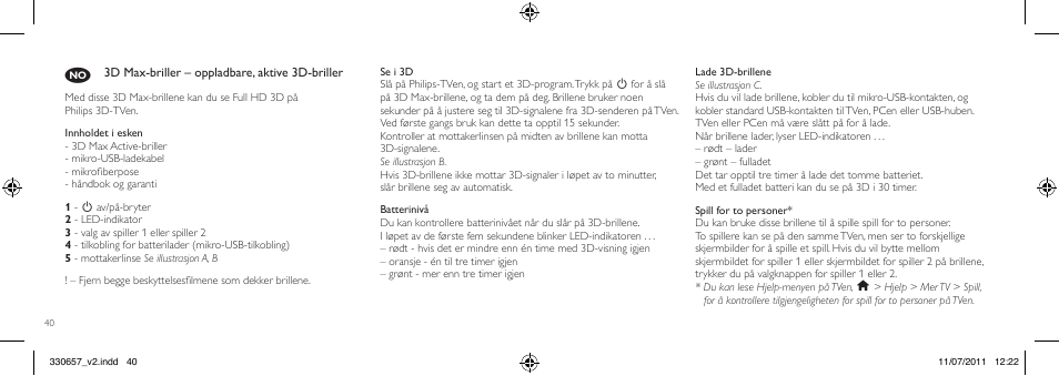 Philips Gafas de 3D activo User Manual | Page 40 / 64