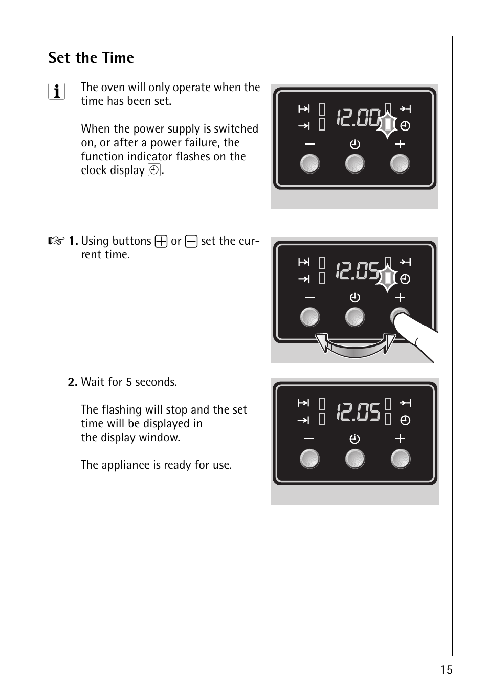 Set the time | AEG COMPETENCE E3140-1 User Manual | Page 15 / 56