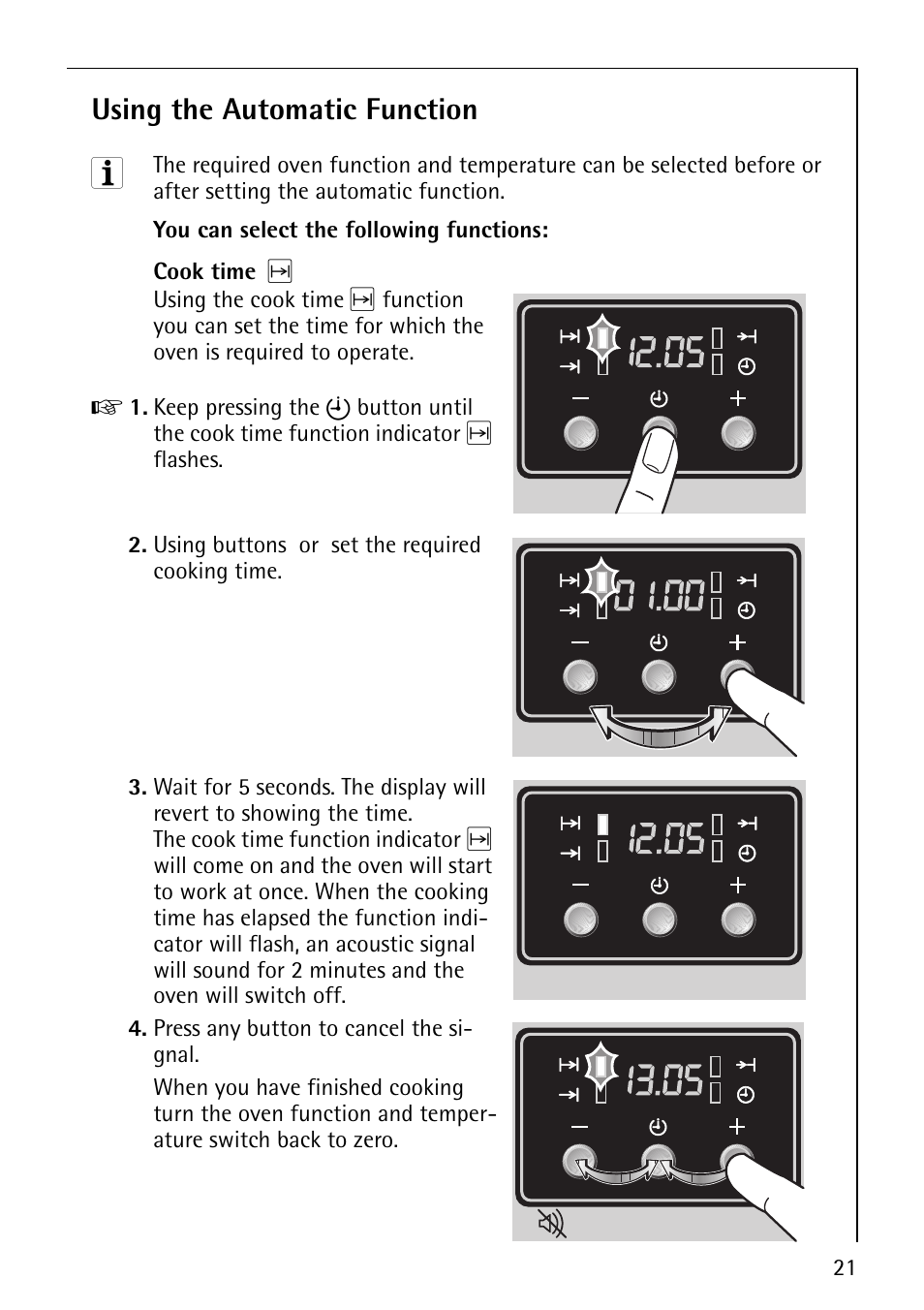Using the automatic function | AEG COMPETENCE E3140-1 User Manual | Page 21 / 56