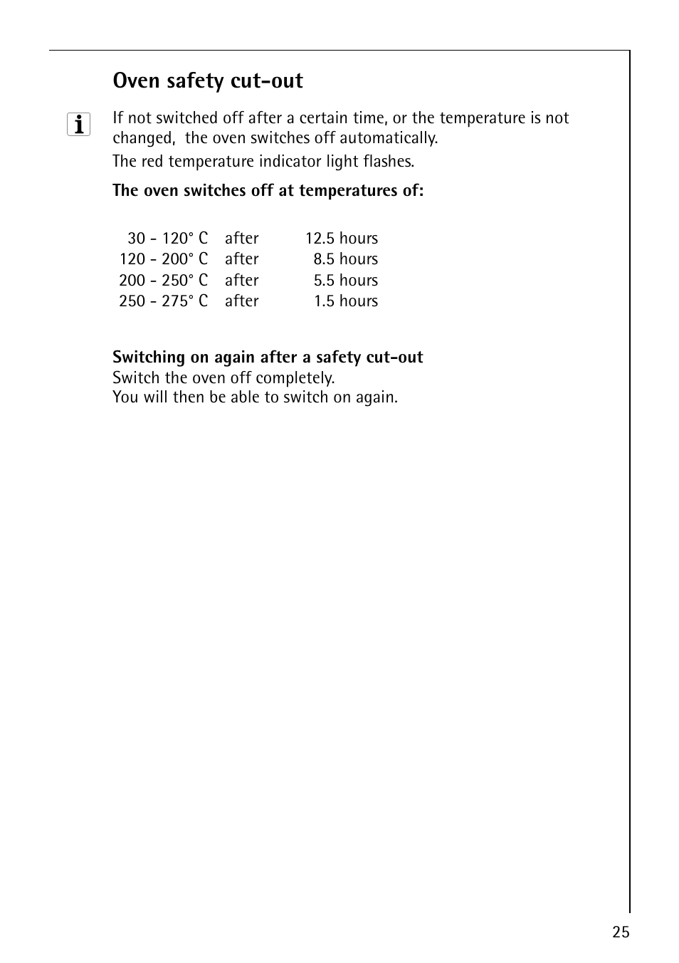 Oven safety cut-out | AEG COMPETENCE E3140-1 User Manual | Page 25 / 56